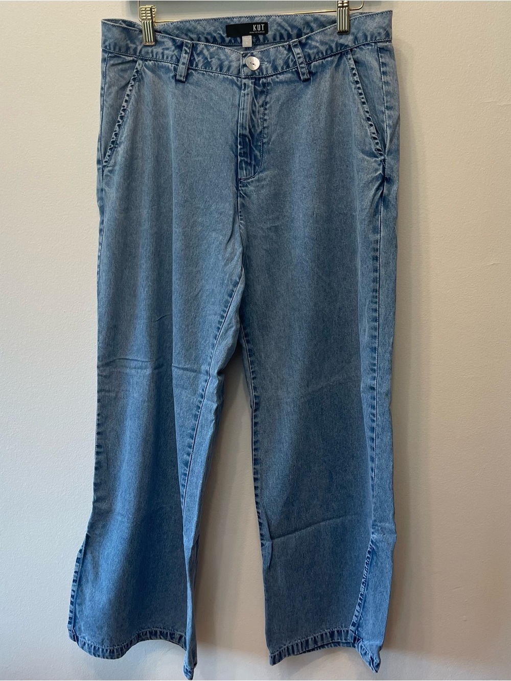 Kut From The Kloth Chambray Wide Leg Pants 6 NWOT